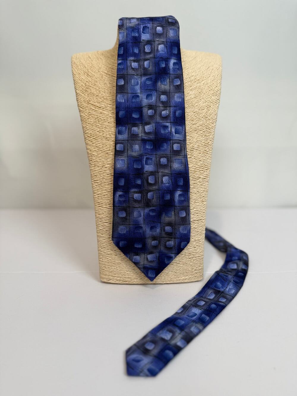 J Garcia Moon Mountain Coll 28 Silk Tie Blue Impressionist Abstract